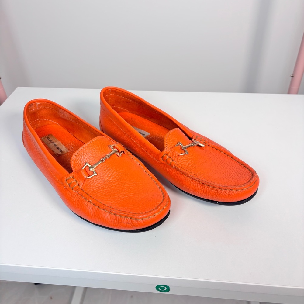 Saks Fifth Avenue Bright Orange Loafers